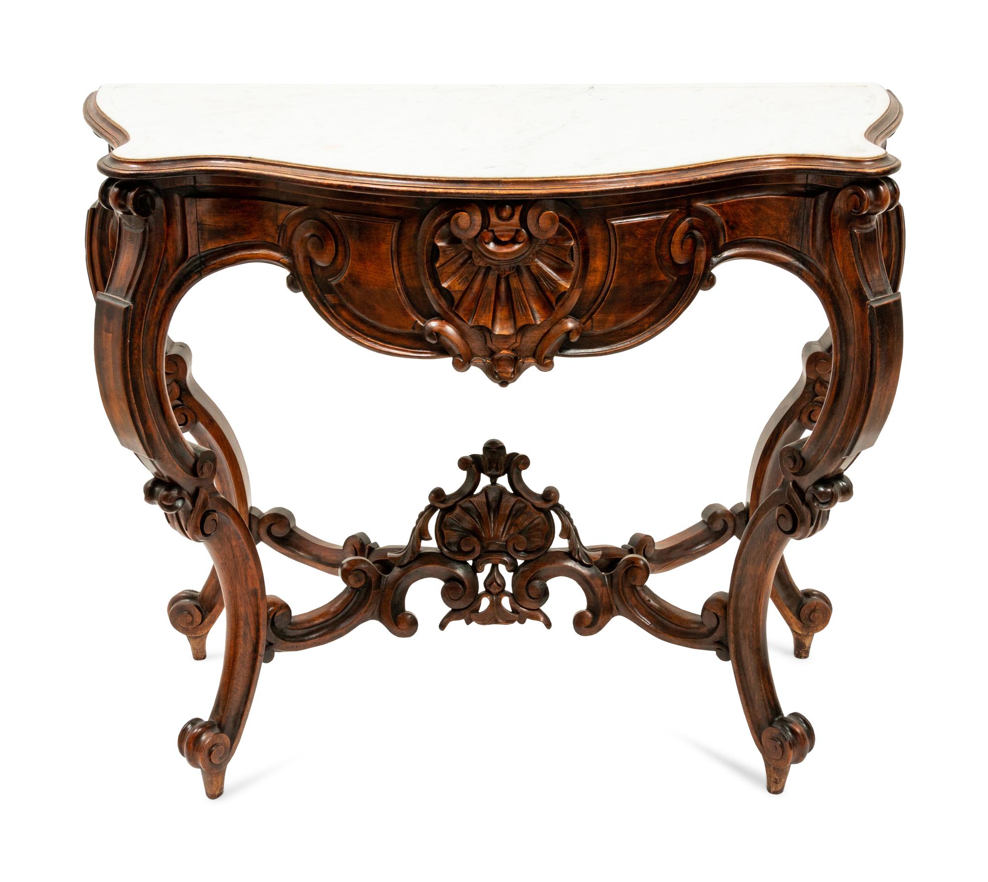 A Louis XV Style Marble-Top Console Table