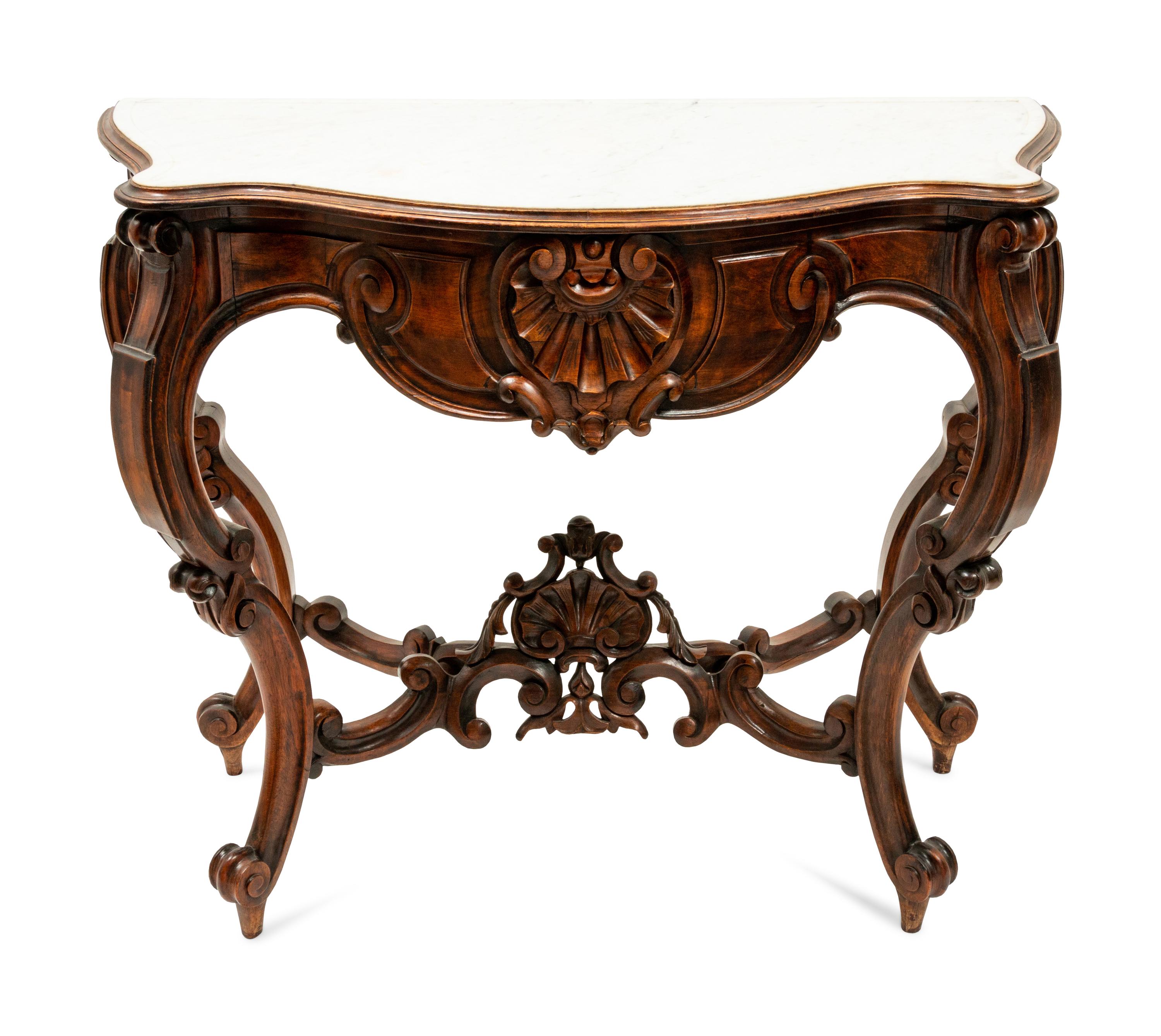 A Louis XV Style Marble-Top Console Table