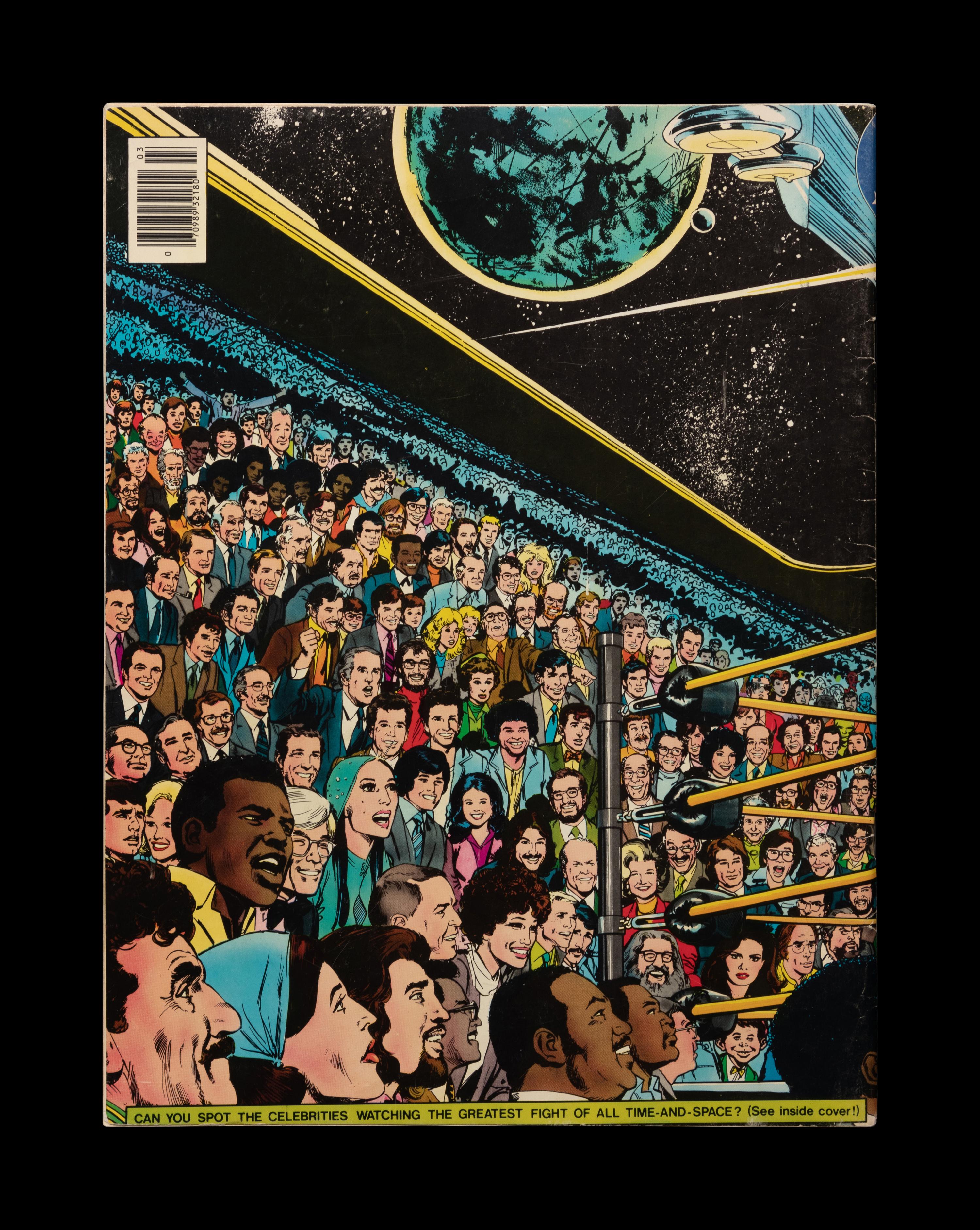 A Group of Five Muhammad Ali On Site Boxing Programs, Press Badge, Ticket and One Superman D.C. Comic Book,