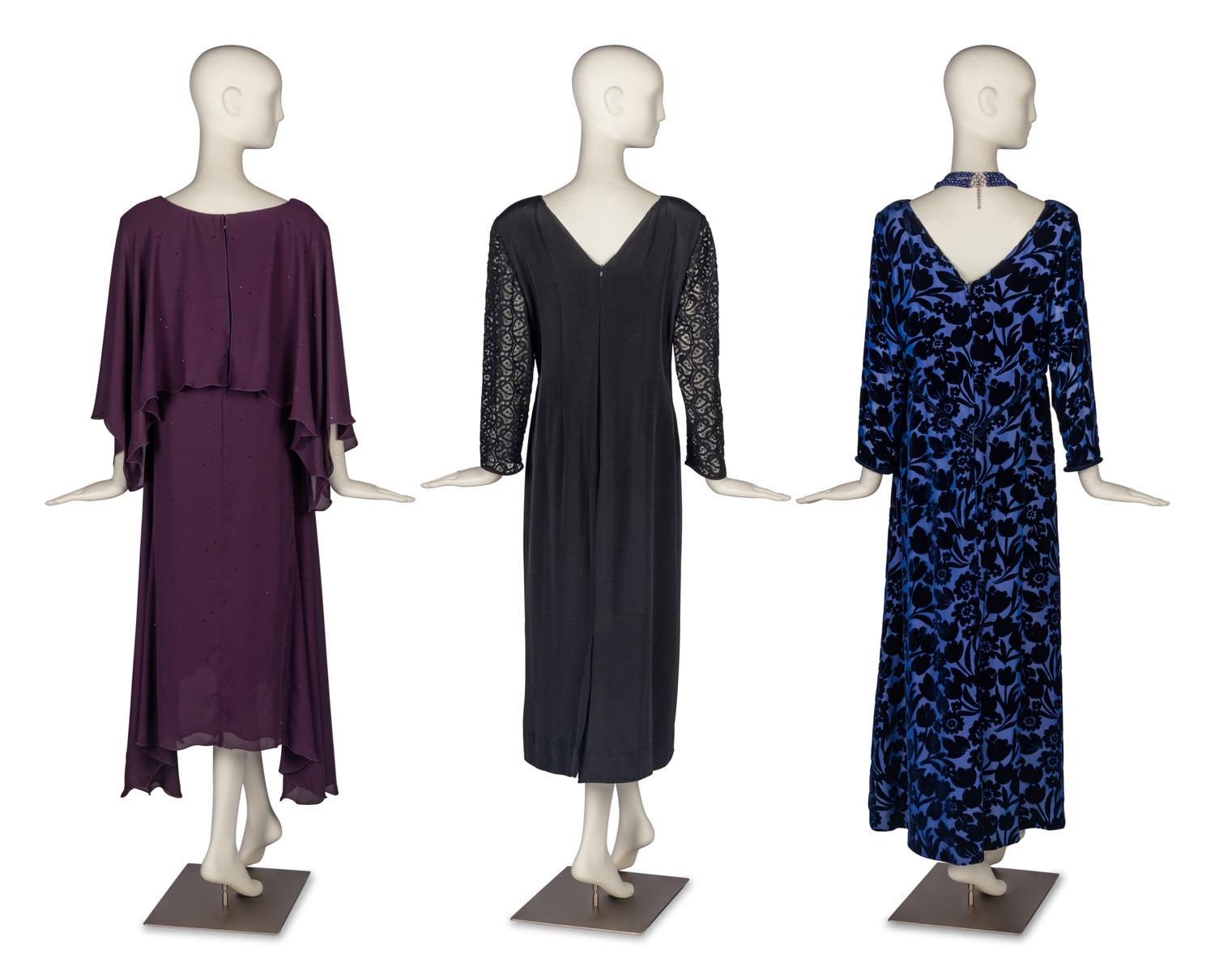 Group of Three Designer Dresses and a Collection of Costume Jewelry