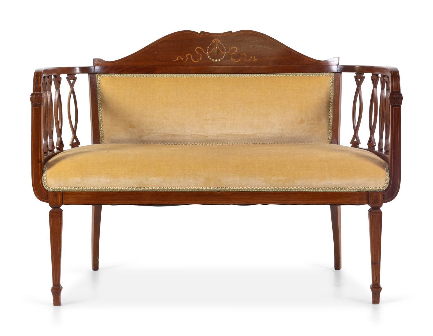 An Edwardian Style Mahogany Settee