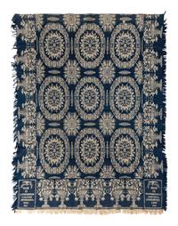 Two Jacquard Woven Cotton and Wool Coverlets