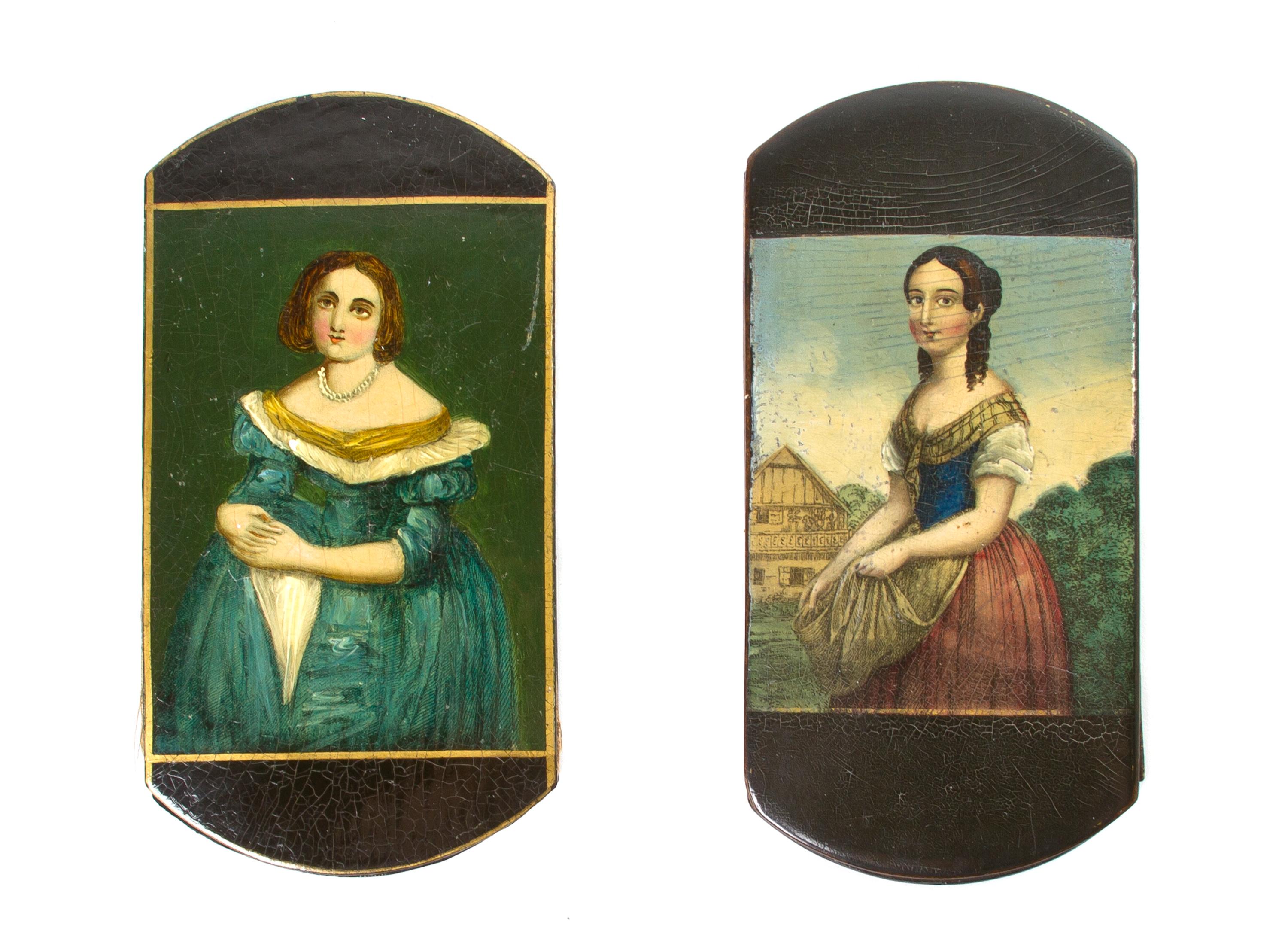 Two Victorian Lacquered Spectacle Cases, Height of taller 5 1/2 inches.