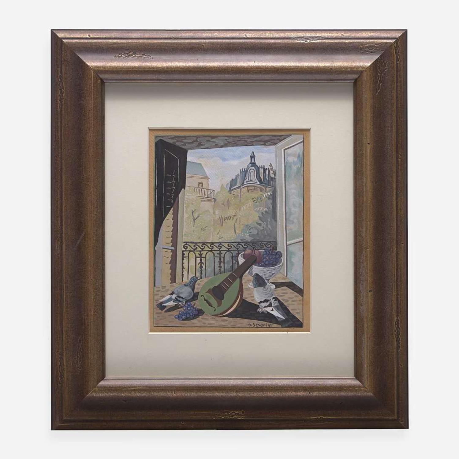 Gino Severini (Italian, 1883-1966) Nature Morte avec une Mandoline et Deux Colombes