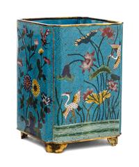 A Cloisonne Enamel Square Brush Pot