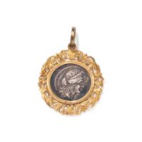 YELLOW GOLD AND ANCIENT ROMAN DENARIUS COIN PENDANT