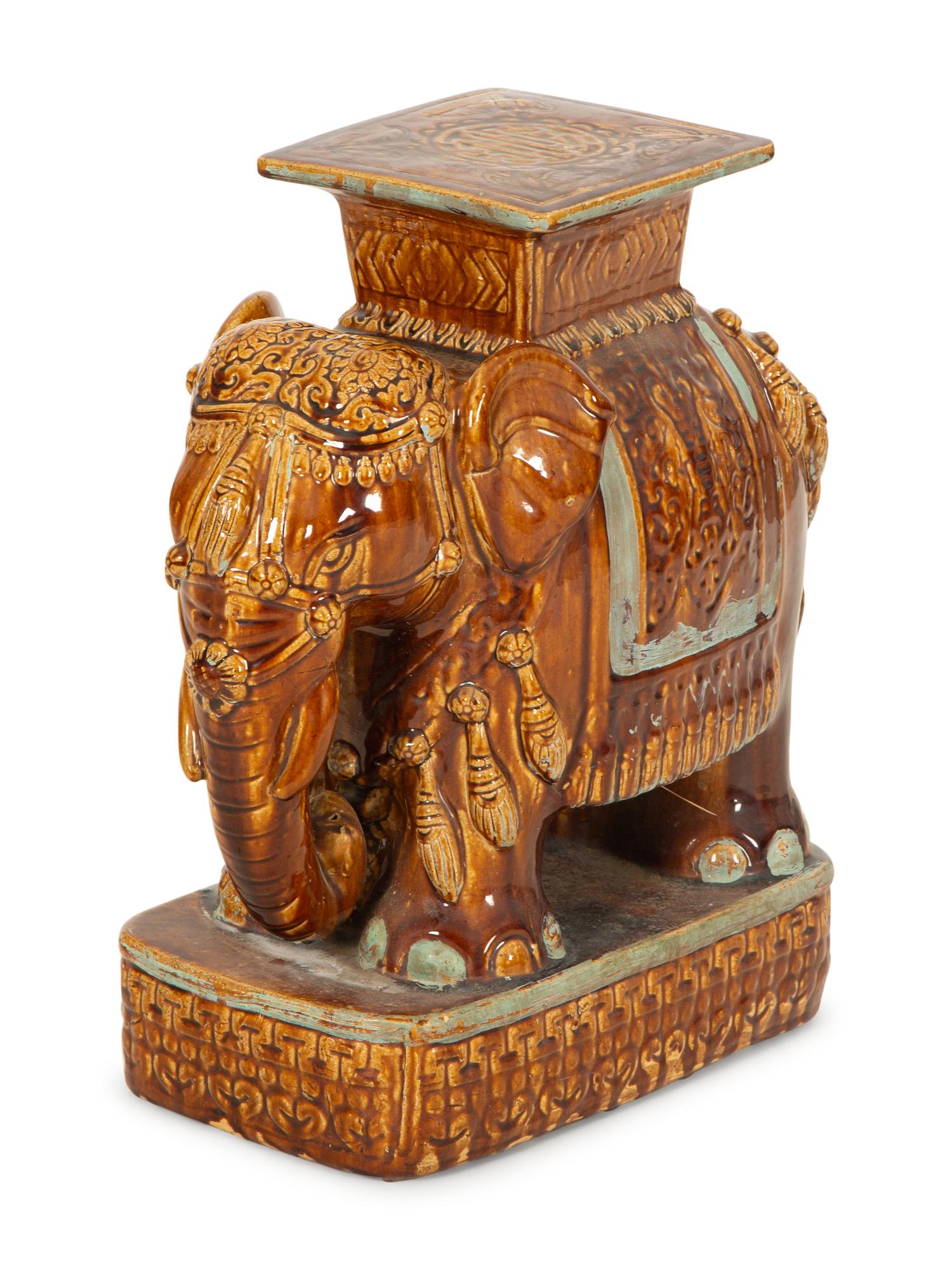 A Glazed Ceramic Elelphant Table — 20th Century