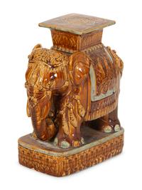 A Glazed Ceramic Elelphant Table — 20th Century