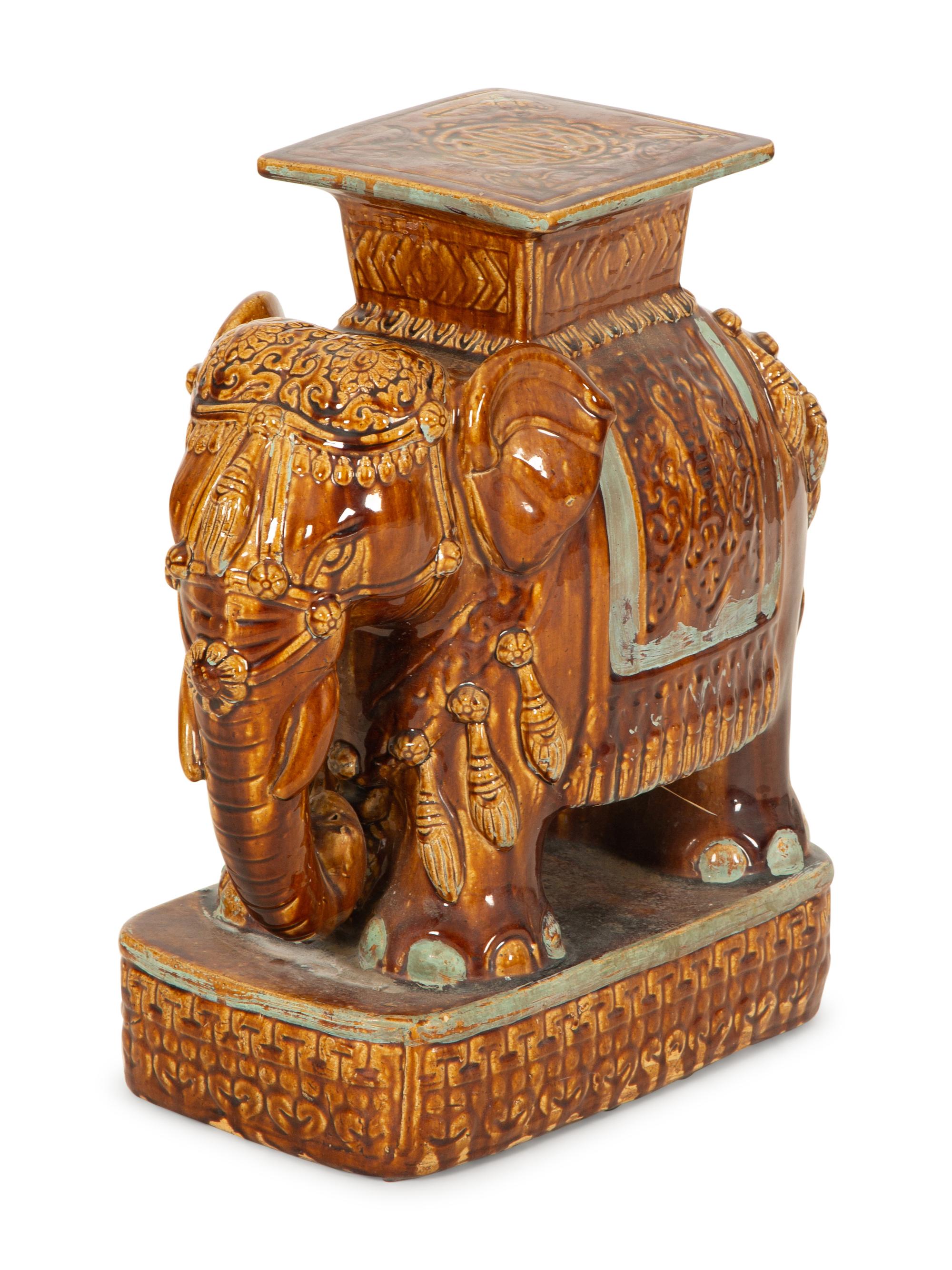 A Glazed Ceramic Elelphant Table — 20th Century