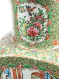 A Pair of Rose Medallion Porcelain Vases Mounted as Lamps