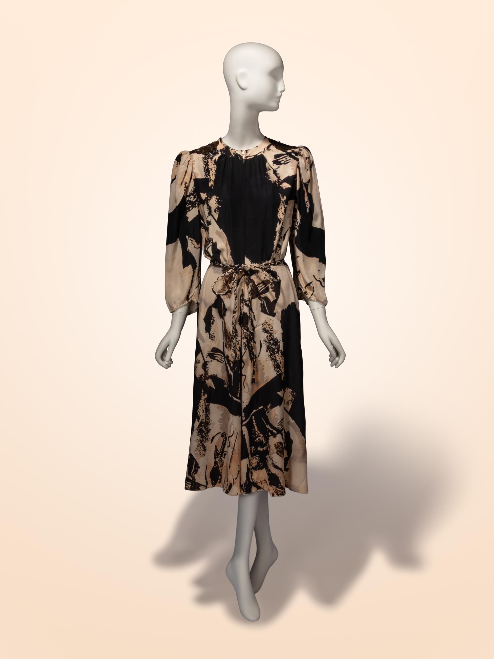 Thea Porter, Abstract Printed Silk Dress