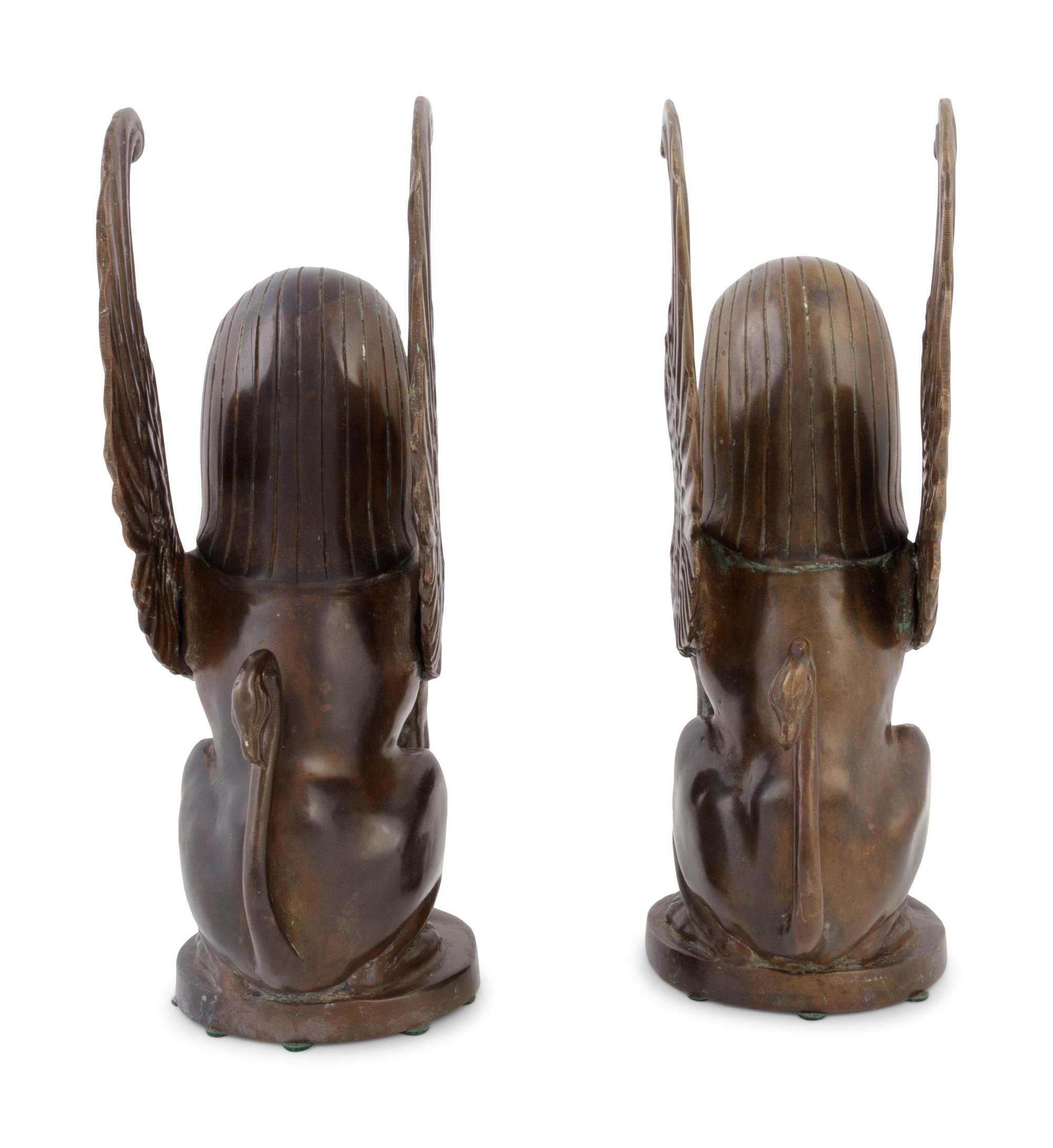 A Pair of Continental Bronze Sphinxes