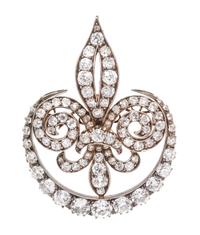 A Victorian Silver Topped Gold and Diamond Fleur De Lys Brooch, 14.70 dwts.