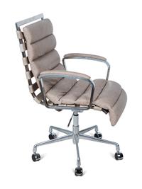 A Contemporary Chrome and Leather Swivel Desk Chair — 20TH CENTURY