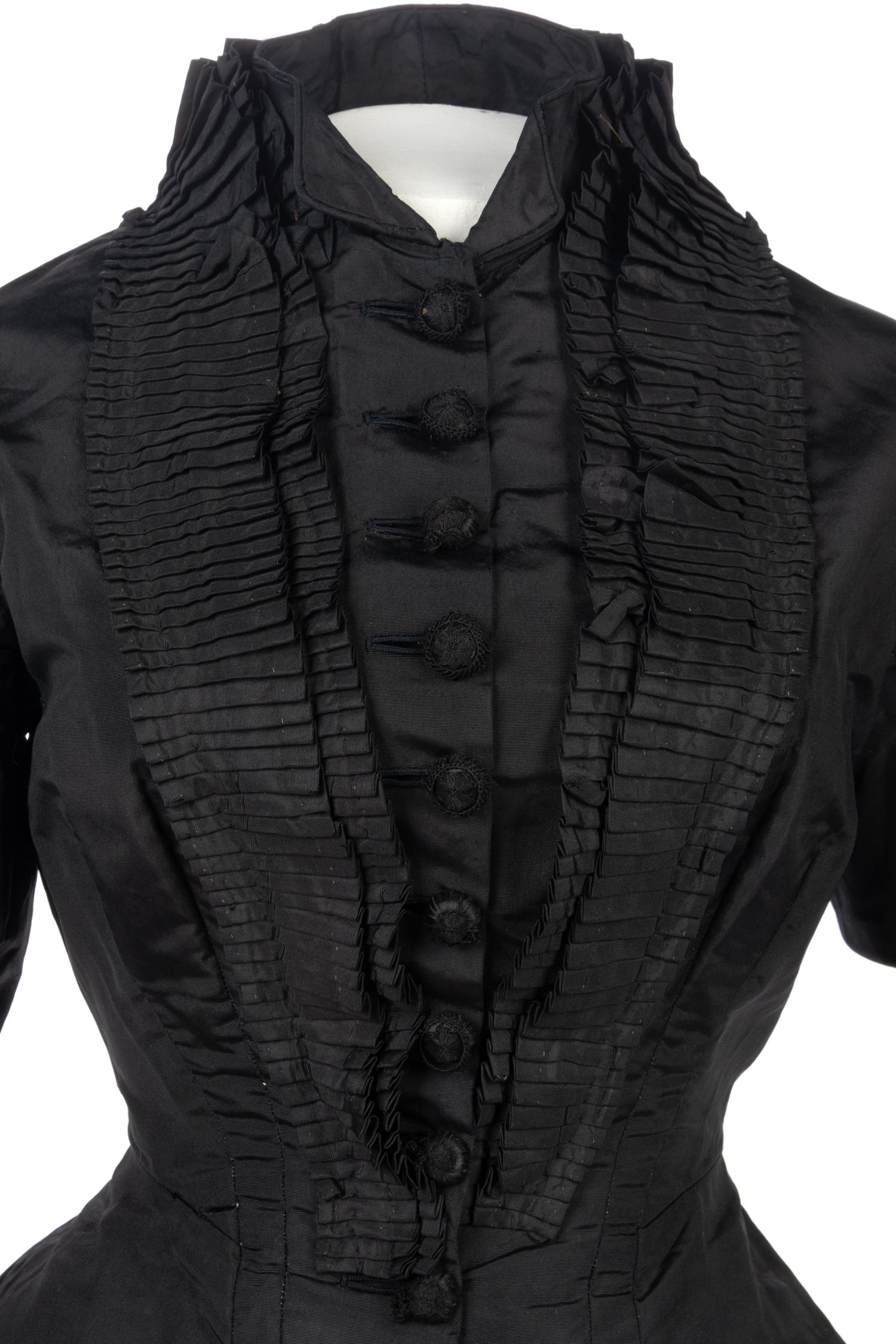 Two Silk Taffeta Evening Bodices, 1880s