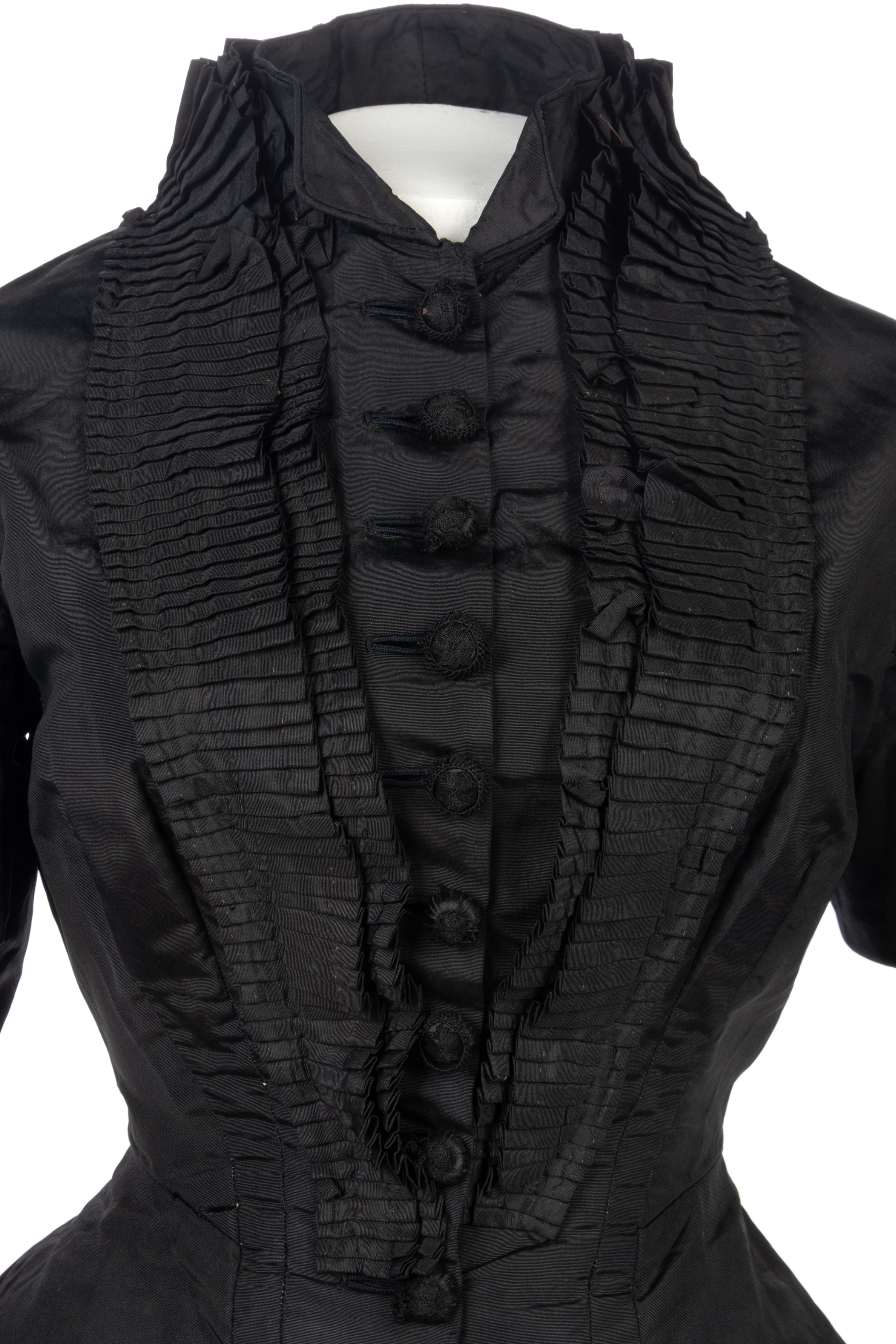 Two Silk Taffeta Evening Bodices, 1880s