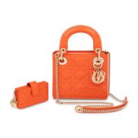 Christian Dior, Mini Lady Dior in Orange Patent Leather & Matching Card Holder