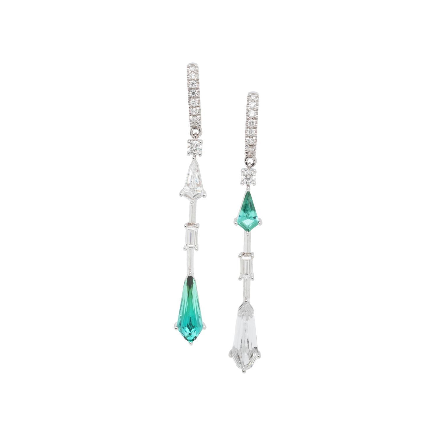DIAMOND AND GREEN TOURMALINE EARRINGS