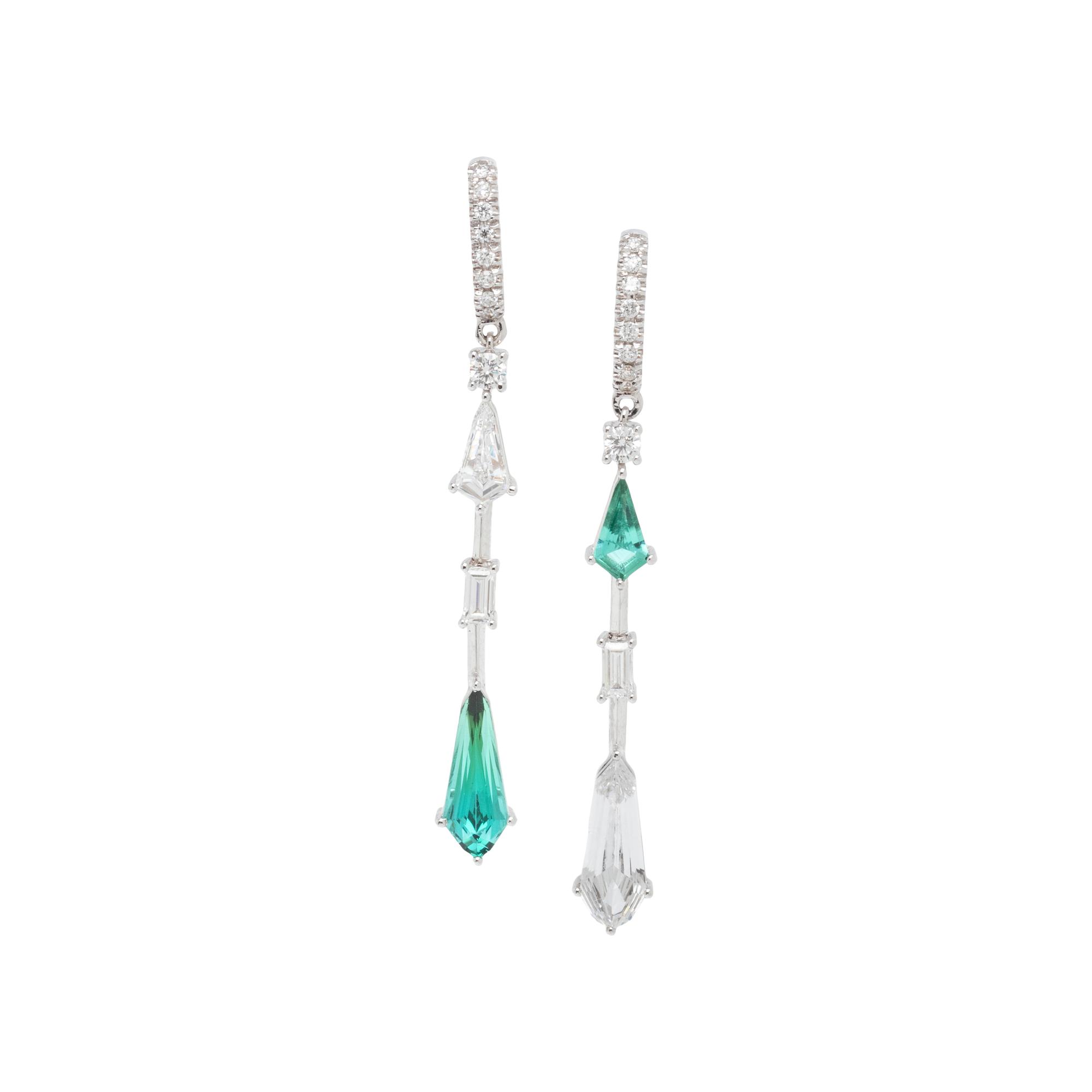DIAMOND AND GREEN TOURMALINE EARRINGS