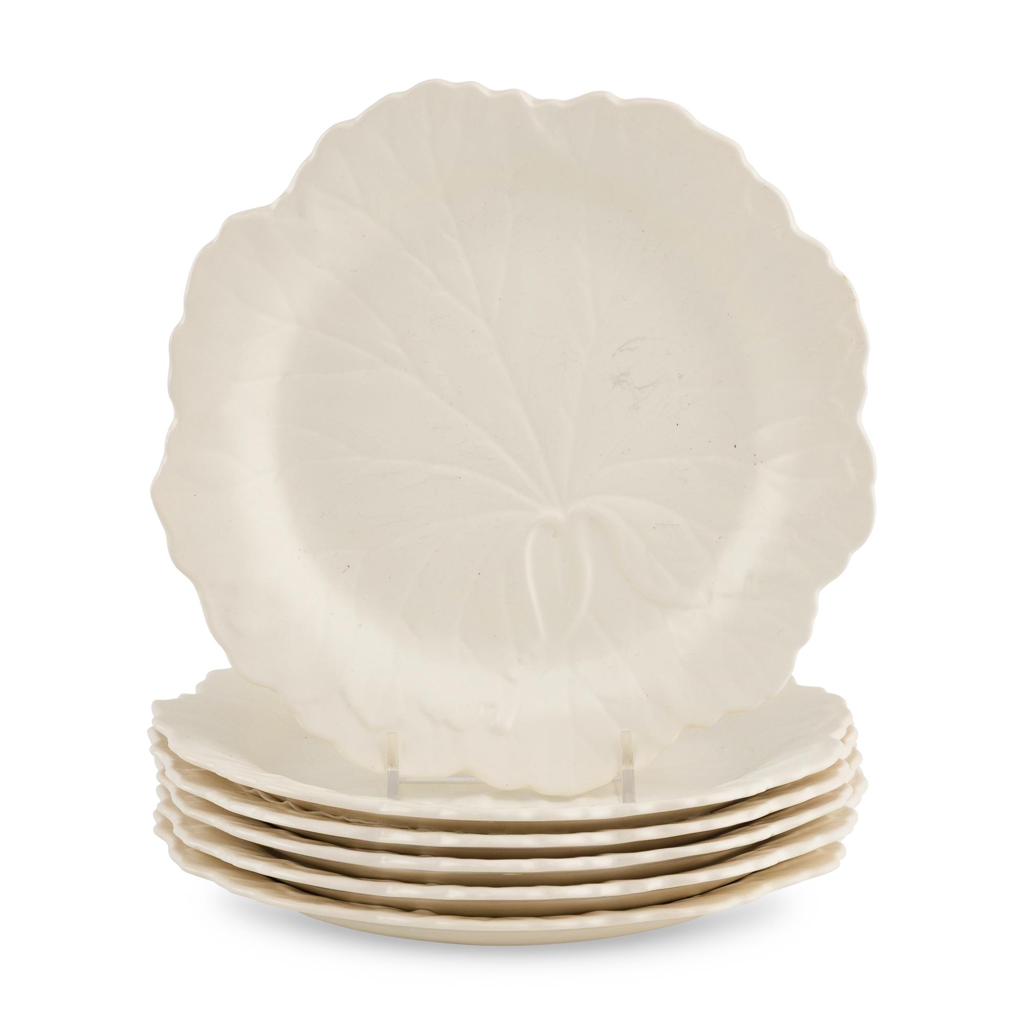 A Set of Six Wedgwood Lettuce-Ware Salad Plates