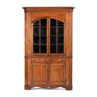 A Chippendale Incised Walnut Corner Cupboard