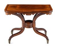 A Regency Rosewood and Mahogany Flip-Top Table
