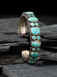 Navajo Turquoise Cluster Cuff Bracelet, Collected by Hoffman Birney (1891-1958)