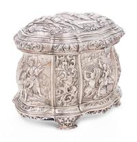 A Continental Silver Table Casket