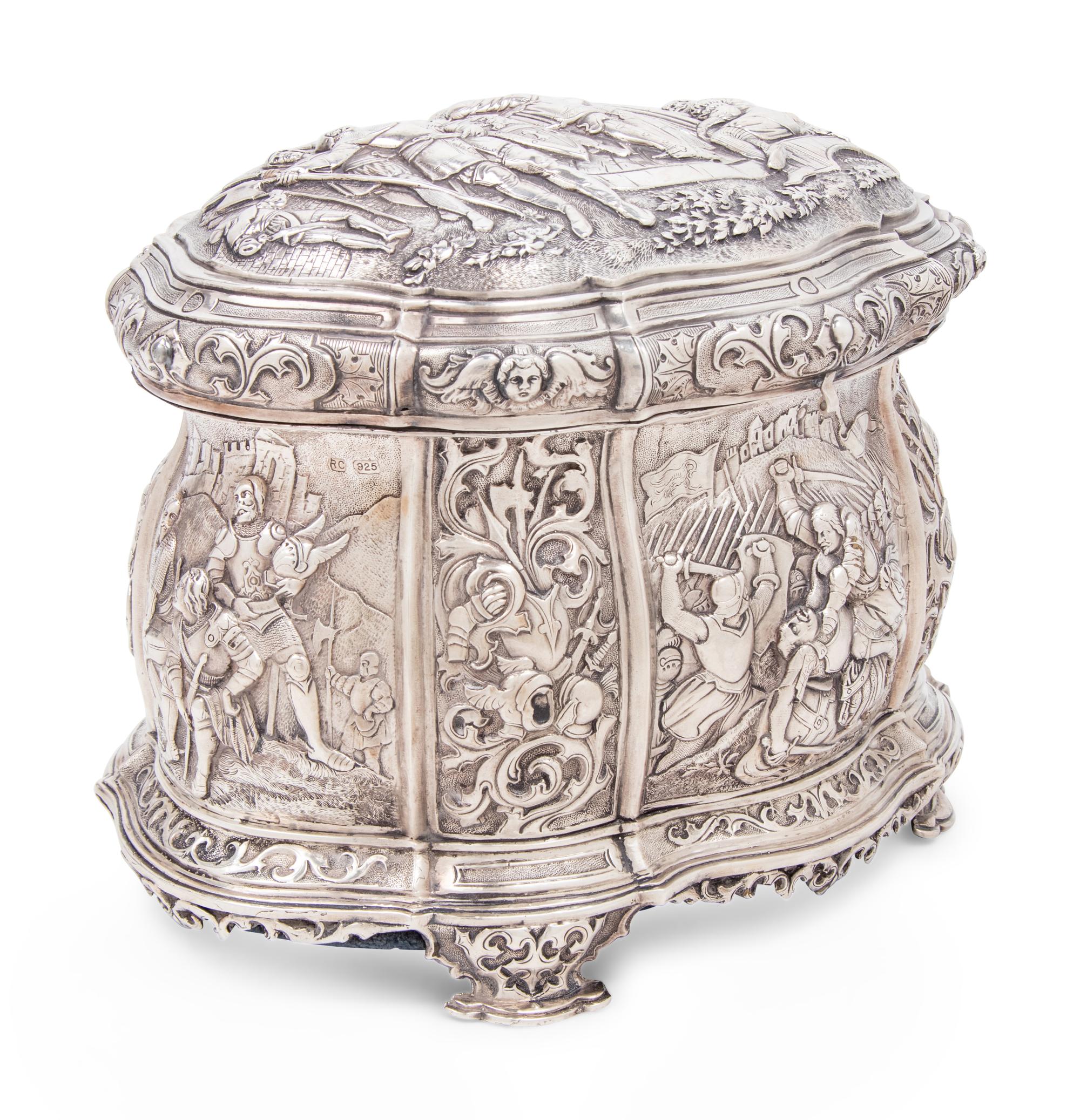 A Continental Silver Table Casket