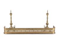 A Baroque Revival Brass Fireplace Suite