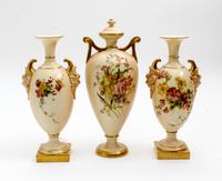 Three Worcester Porcelain Vases Height of pair 8 1/4 inches. — 1903