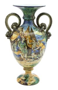 An Italian Majolica Vase Height 13 1/2 x diameter 6 1/2 inches. — 20TH CENTURY