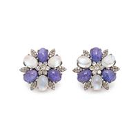 TANZANITE, MOONSTONE AND DIAMOND EARRINGS