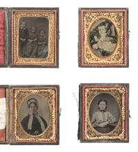[EARLY PHOTOGRAPHY]. A group of 51 assorted ambrotype and tintype portraits of men, women, and children.