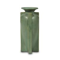 Teco buttressed vase, terra cotta, illinois, circa 1910