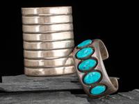 Silver and Turquoise Cuff Bracelet, PLUS