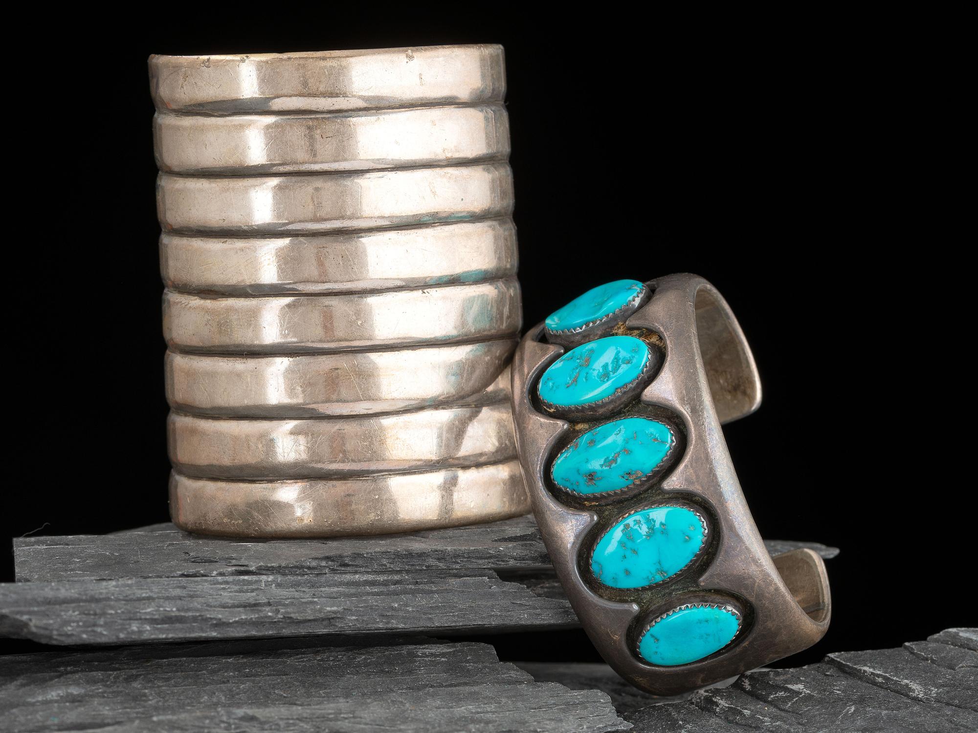 Silver and Turquoise Cuff Bracelet, PLUS