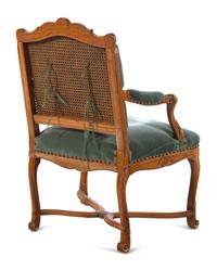 A Régence Style Velvet-Upholstered Beechwood Fauteuil