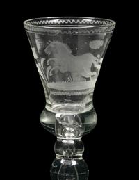 A Rare Hanoverian Engraved Baluster Stem Wine Glass