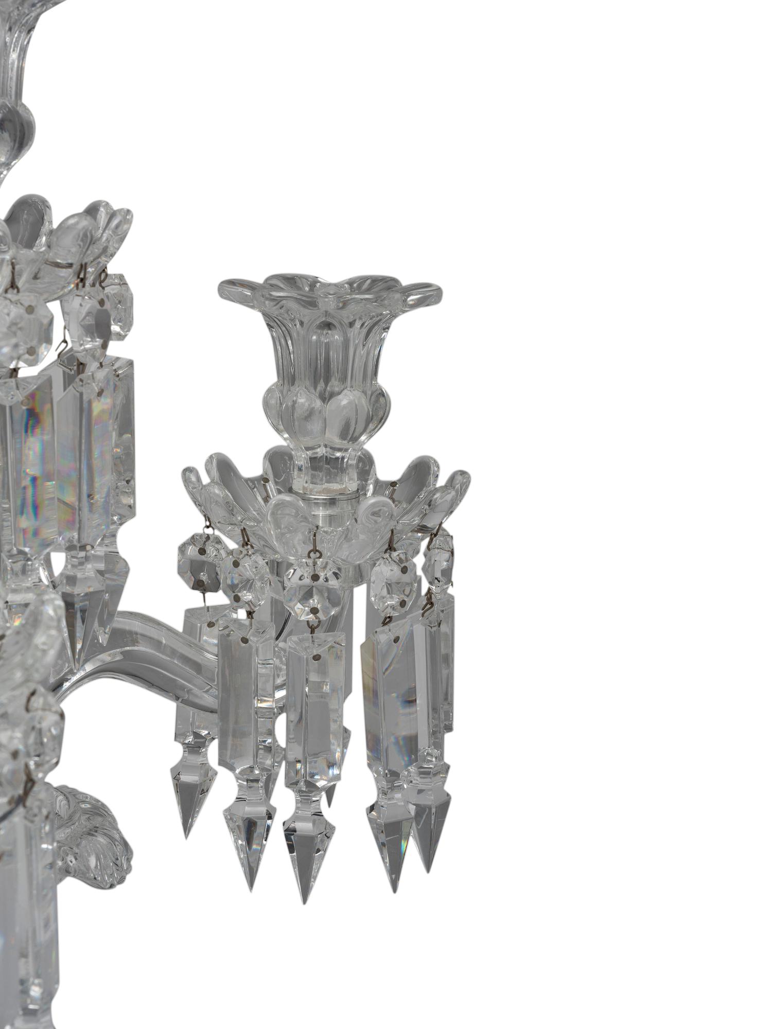 A Pair of Baccarat ' Medallion' Crystal Four-Light Candelabra