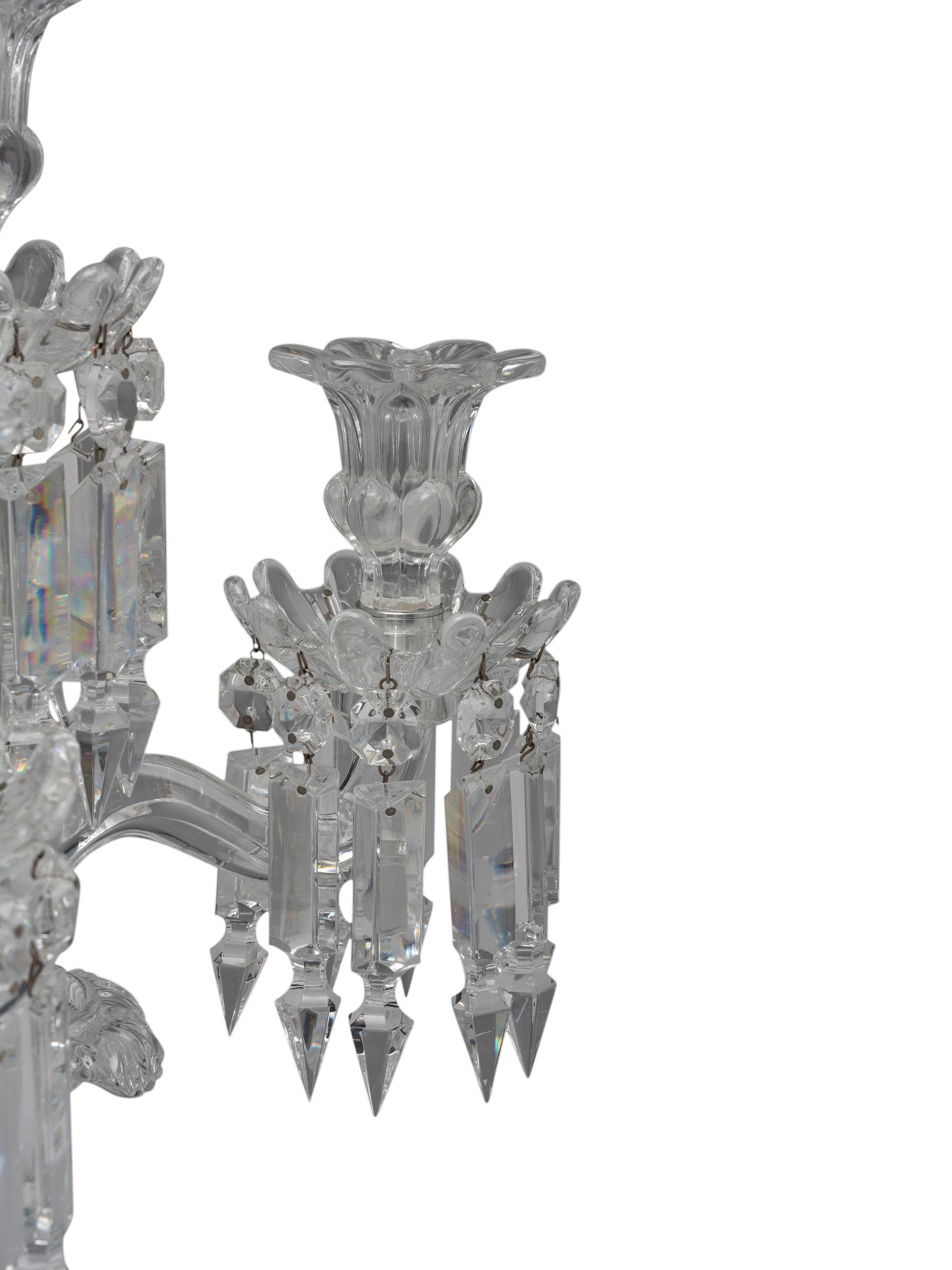 A Pair of Baccarat ' Medallion' Crystal Four-Light Candelabra