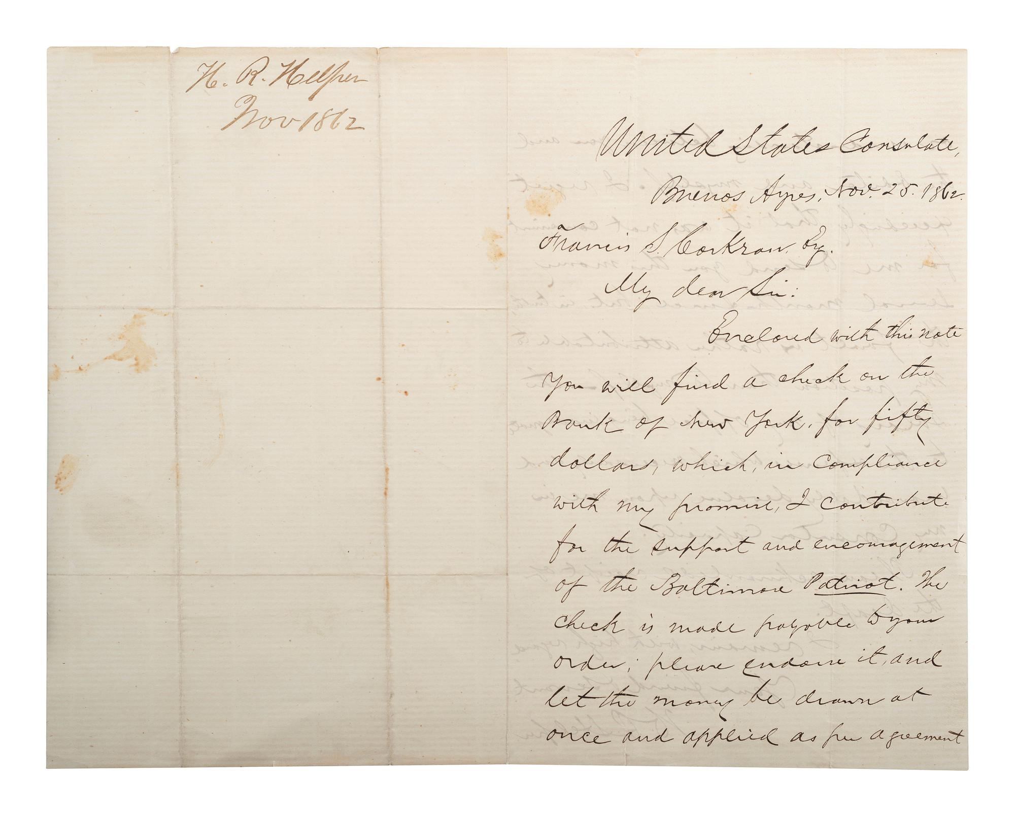 [SLAVERY & ABOLITION] -- [COCKRAN, Francis S. (1814-1886)]. Archive of letters to Maryland abolitionist and Underground Railroad supporter, comprising: