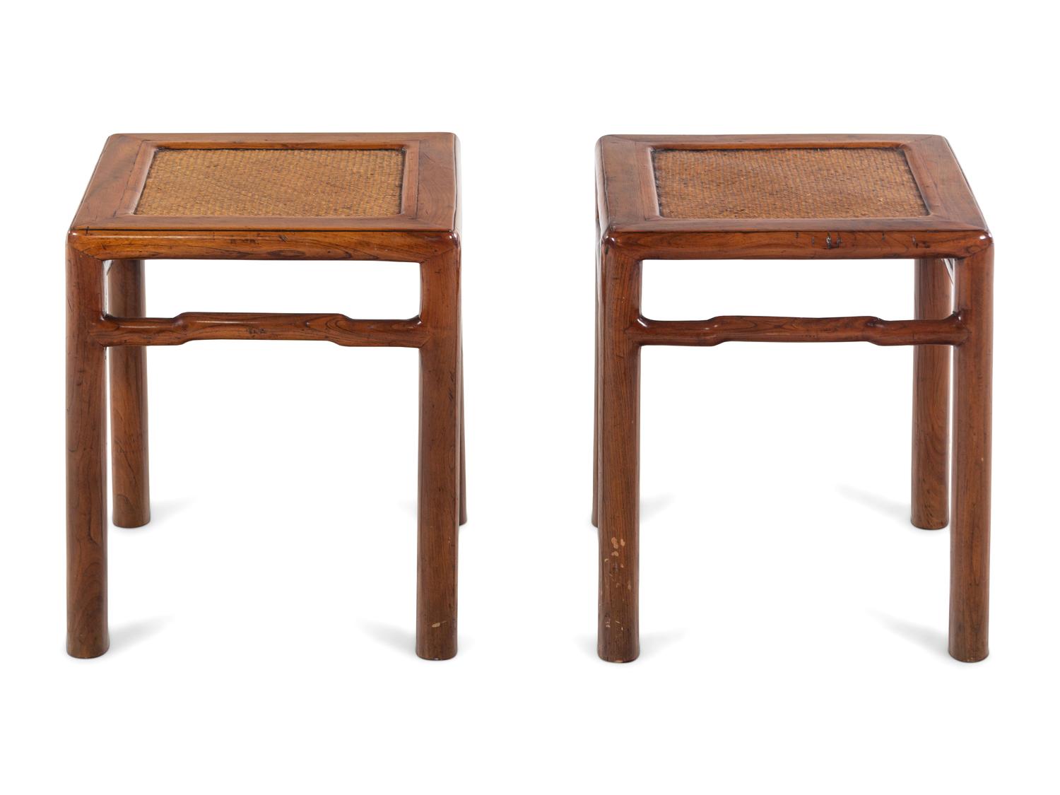 A Pair of Chinese Hardwood Low Tables