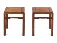 A Pair of Chinese Hardwood Low Tables