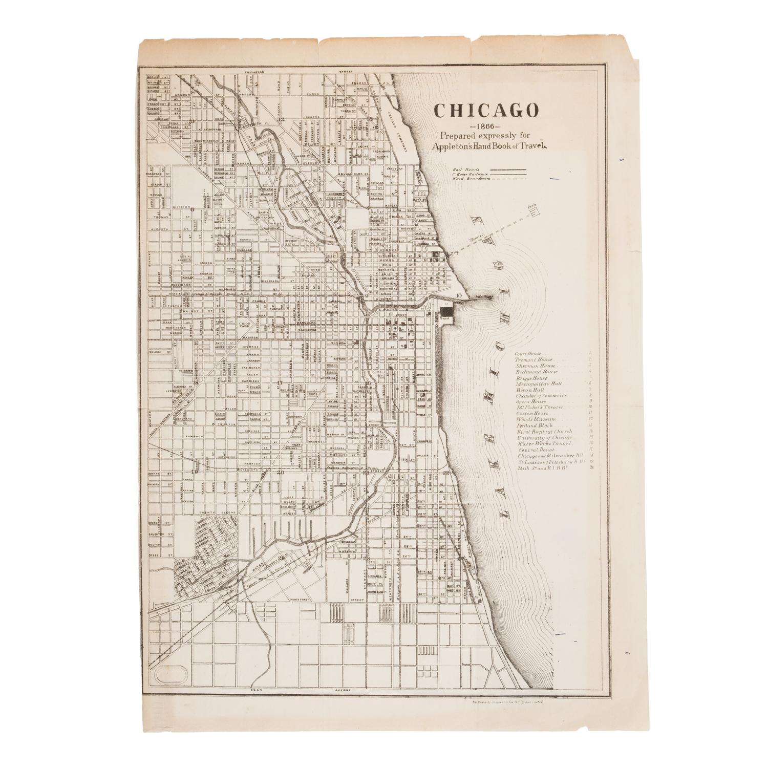 [Chicago Fire]. A group of 8 maps of Chicago, most showing the burnt district, comprising:
