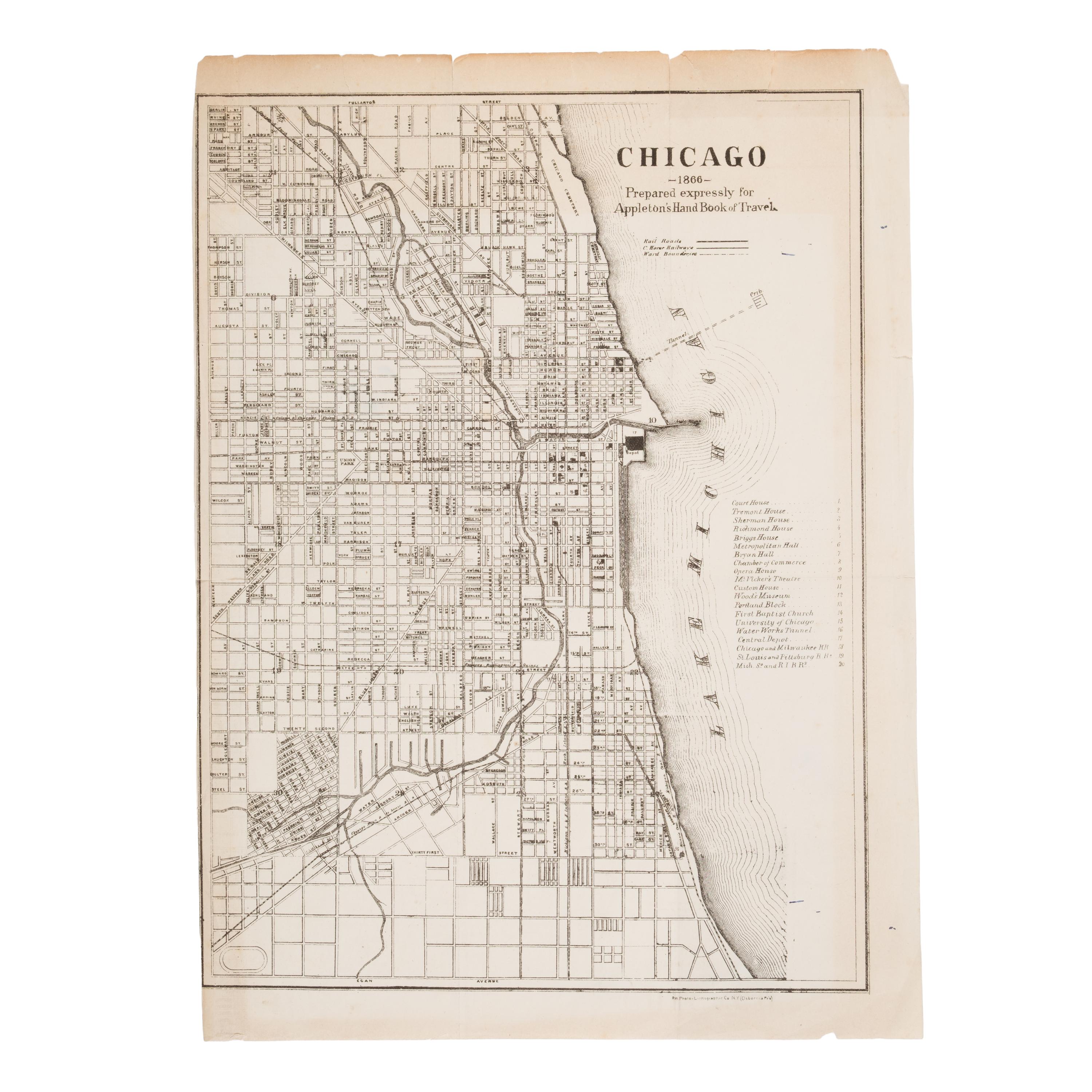 [Chicago Fire]. A group of 8 maps of Chicago, most showing the burnt district, comprising: