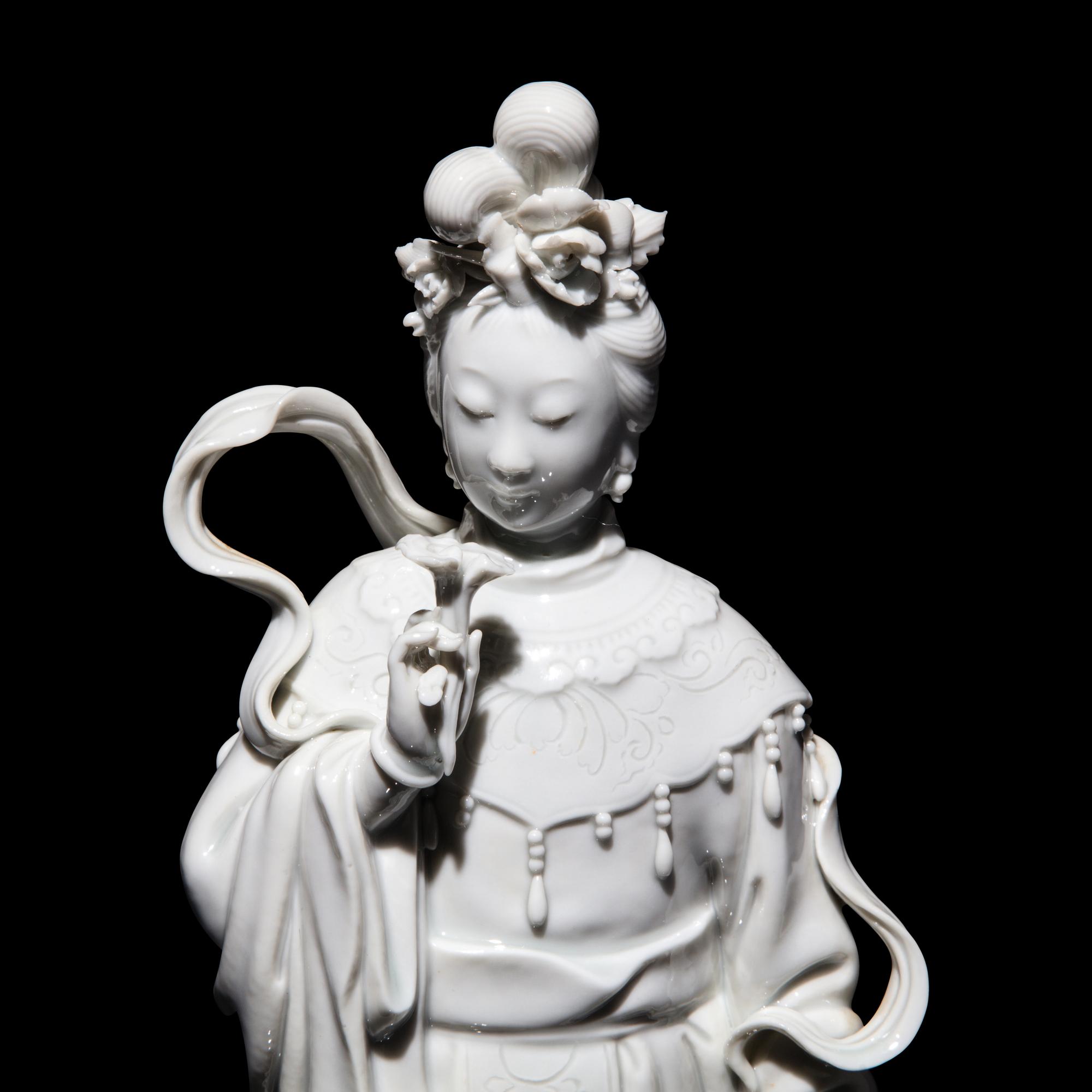 A Chinese Blanc de Chine Figure of a Female Immortal