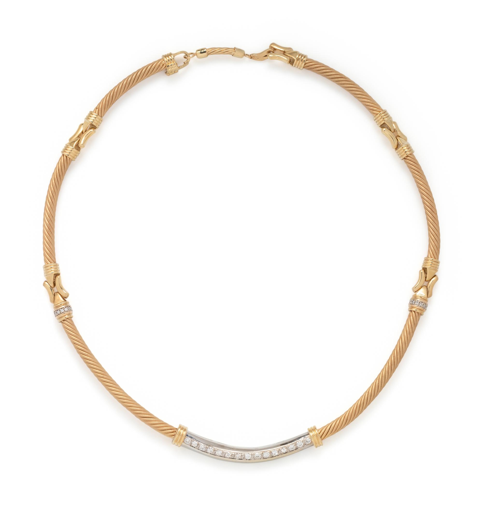 BICOLOR GOLD AND DIAMOND NECKLACE
