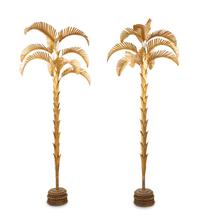 A Pair of Gilt Metal Palm Trees with Unusual Patinated Bronze Bases