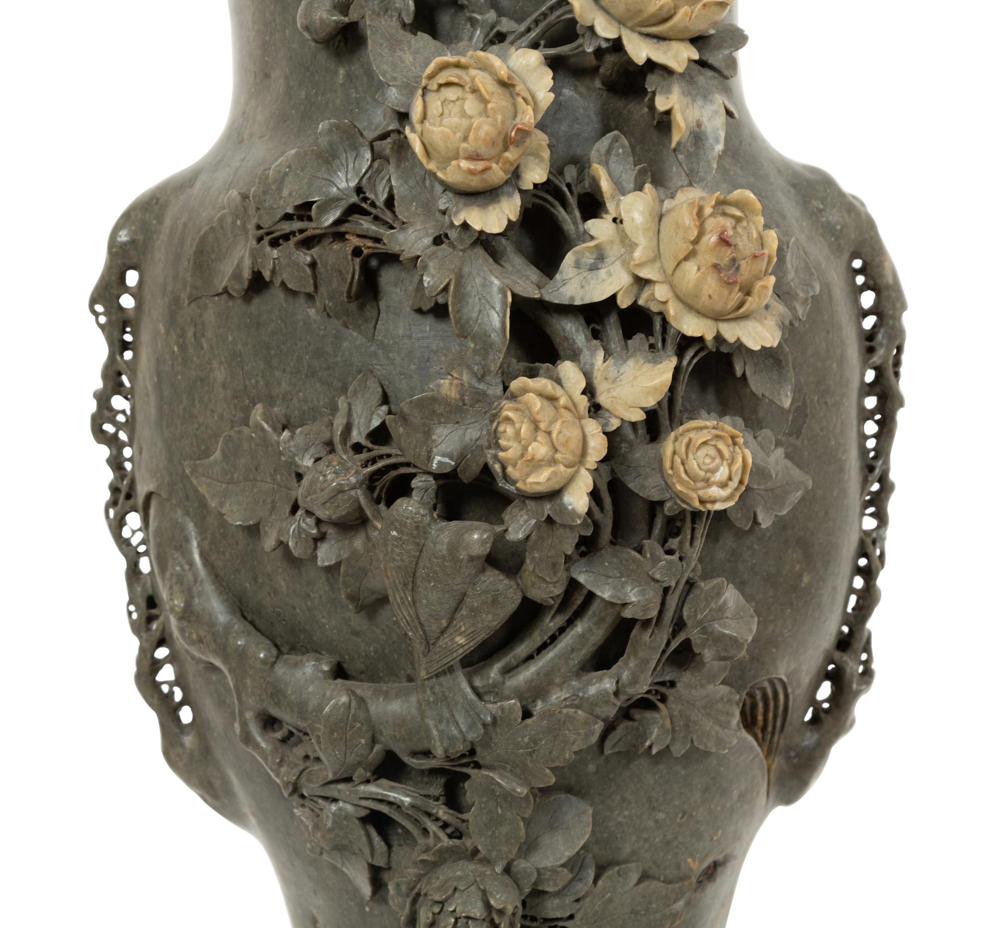 A Chinese Carved Soapstone Vase